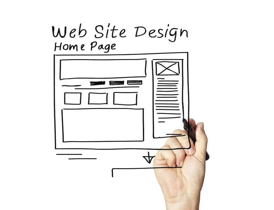 Website design homepage wireframe drawing 