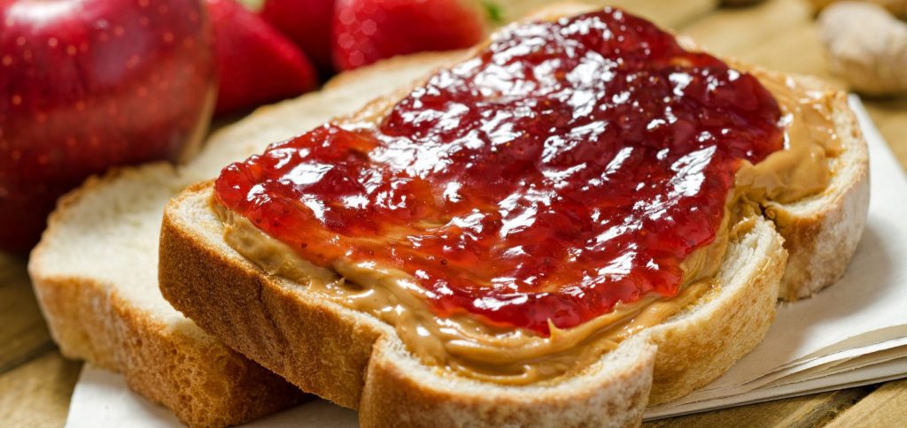 peanut butter and jelly on bread