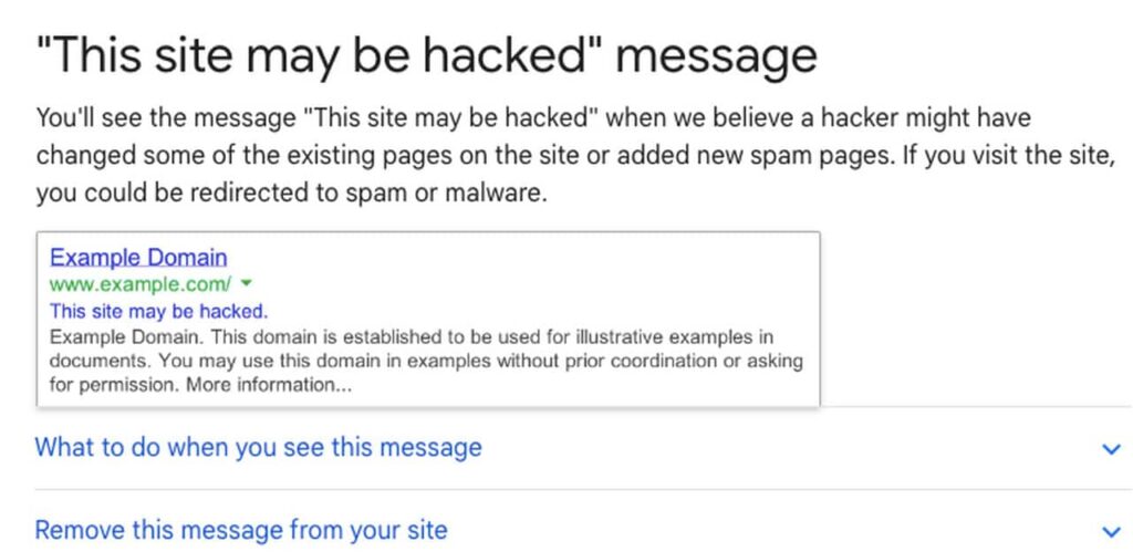 this site may be hacked online message